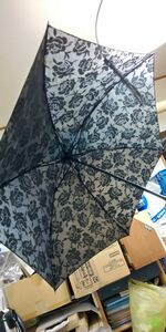 【雑貨】 日傘 おしゃれ バラ柄 黒 紫外線対策