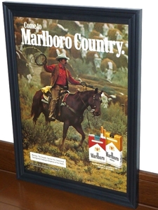 1982年 USA vintage 洋書雑誌広告 額装品 Marlboro マルボロ マルボロマン (A4size) / 検索用 店舗 ガレージ ディスプレイ 看板 装飾 雑貨