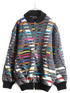 90s 高級 100% ウール オーストラリア製 ■ COOGI 3D 立体編み ニット セーター ジャケット メンズ L / 90年代 オールド クージー ブルゾン