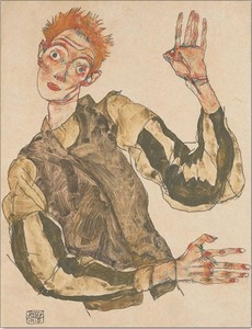 ポスター エゴン シーレ Portrait with Striped Armlets