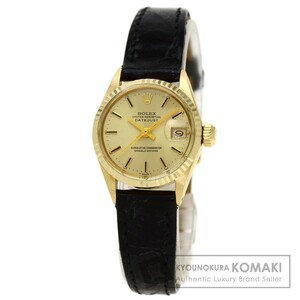 ROLEX ロレックス 6517 オイスターパーペチュアル デイト 1951年製 腕時計 K18イエローゴールド クロコダイル レディース 中古