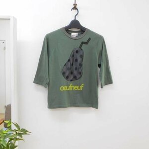 ウフヌフ oeufneuf ワッフリッシュワッフル WAFFLISH WAFFLE 3XL 七分袖 カットソー グリーン 系 チュール ドット トップス