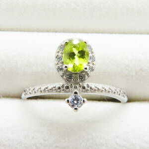 新品　ペリドット　指輪　クラウン ダイヤモンド 925 シルバー　リング　指輪　天然石　宝石 8月　誕生石 ヴィンテージ ジルコニア