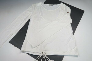 １円～MONCLER モンクレール　レディース　薄手コットンジャージ　重ね着風　長袖Tシャツ　サイズS　ホワイト　4-14-9