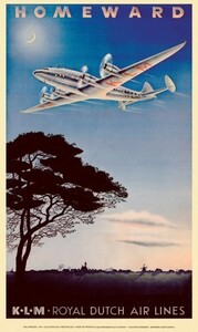 KLM ポスター　ホームワードロイヤルオランダ航空 1944