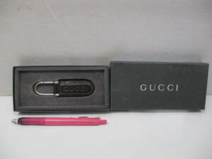 [M] GUCCI グッチ キーリング キーホルダー シルバー × ダークブラウン ( こげ茶 ) 箱有り