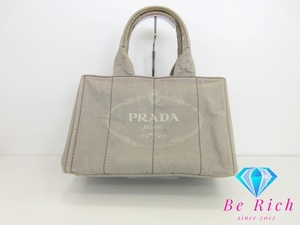 プラダ PRADA カナパ トートバッグ グレー キャンバス ロゴ ハンドバッグ 手提げ 肩掛け 鞄 【中古】【送料無料】bk8381