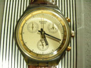 【中古品：状態「良い」】スウォッチ腕時計 クォーツ クロノグラフ 文字盤カラー：ゴールド系