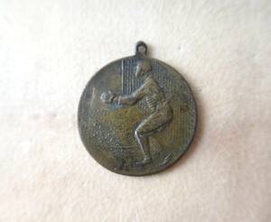 4837◎記念メダル 　1930年　明治製菓 　メダル　野球　キャッチャー　MEIJI　SEIKA 　GIFT　戦前
