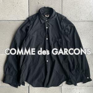 2019AW【COMME des GARCONS コムデギャルソン】カッティング裁断 変形ポンチョ シャツ XS 黒 ブラック
