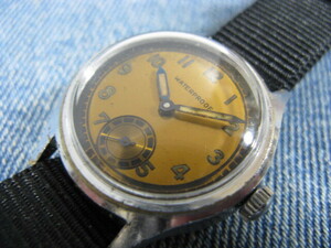 1940年代 NO NAME ミリタリー ブルースチール夜光針 スイス製アンティーク手巻腕時計 稼働品 注油済み 