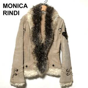 MONICARINDI モニカリンディ ムートンコート 42/フォックス＆カルガンラムファー/ベージュ/イタリア製 ムーンバット扱い