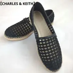 CHARLES & KEITH　ウーブン エスパドリーユフラット ブラック