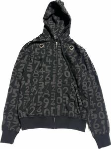 AD2019 COMME des GARCONS HOMME DEUX コムデギャルソン オム ドゥ 数字プリント ジップアップ スウェット パーカー 黒 M