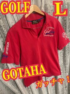 GOTAHA GOLF 半袖ポロシャツ　刺繍ロゴ　バックプリント　スポーツウエア　Lサイズ
