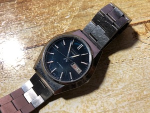 レア ヴィンテージ CITIZEN シチズン AUTOMATIC デイト 4-820029 Y 青 ブルー系鏡面ダイアル 自動巻 メンズ 腕時計 アンティーク