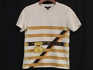 1円 ■美品■ LOUIS VUITTON ルイヴィトン コットン100％ 半袖 Tシャツ トップス 洋服 サイズ XS レディース アイボリー系 FC3652