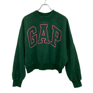 GAP ギャップ ロゴ ワイドシルエット スウェット トレーナー L グリーン レディース アメカジ 古着 24-0222