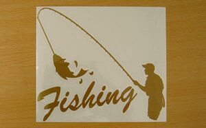 ●釣り人　フィッシングステッカー　金か銀色選べる　503
