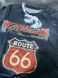 ROUTE 66 プリント　シャツ　半袖　S 未使用／to-71