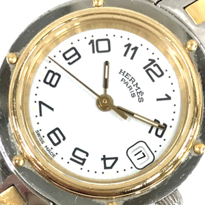 エルメス クリッパー デイト クォーツ 腕時計 ホワイト文字盤 レディース CL4.220 付属品あり 未稼働品 HERMES