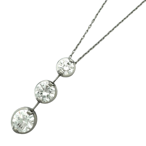 トリロジー ダイヤネックレス Pt850/Pt900 D:0.345ct/D:0.594ct/D:0.719ct ダイヤモンド ジュエリー 中古