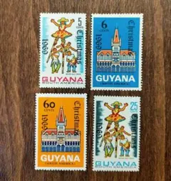 外国切手　ガイアナ共和国　1969　クリスマス　4種完