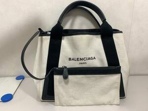 【質屋 尾張屋商店 東京】BALENCIAGA バレンシアガ ネイビーカバS ベージュ×黒