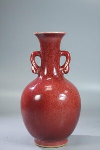 中国 唐物 古瓷 時代物 清 康熙 紅釉瓶
