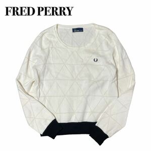 FRED PERRY フレッドペリー コットン綿 セーター 白 M ワンポイント刺繍