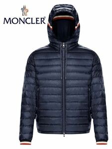 1円スタート！ 国内正規 モンクレール MONCLER ダウン ジャケット ネイビー ワッペン パーカー トレーナー ジップ メンズ S 0 フード 