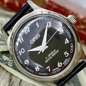 【レトロな雰囲気】★送料無料★ オリス ORIS メンズ腕時計 ブラック 手巻き ヴィンテージ アンティーク