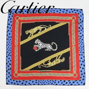 ◆Cartier カルティエ 豹 パンサー シルク100％ 大判 スカーフ
