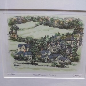 織田義郎 「スコットランドの風景」 イギリス 絵画 風景画 銅版画 エッチング 額付き 額サイズ 47×40cm 内径 26×20cm