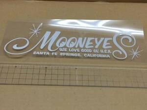 MOONEYES Logo 120円発送可 25cm×8.5cm 抜きデカール ステッカー ムーンアイズ 大！ 白　ロゴ ホワイト white デカール