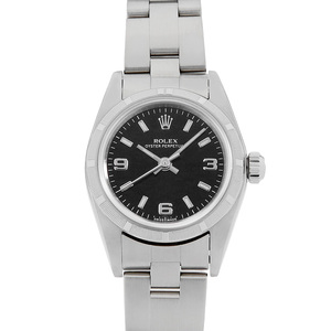 ロレックス オイスターパーペチュアル 76030 ブラック 369ホワイトバー K番 中古 レディース 腕時計