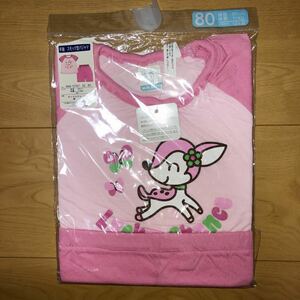 新品 Milk Bottle 半袖スモック型パジャマ 80㎝ ピンク色 女の子 蝶・鹿柄