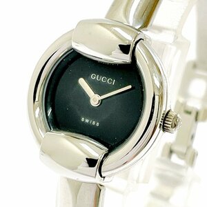 【1円スタート】【訳あり品】GUCCI グッチ 1400L SS ブラック文字盤 クオーツ レディース腕時計 266604