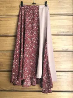 ララフラミンゴ　イレギュラーヘム花柄ロングスカート