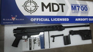 黒色、新品KINGARMS製MDTライセンス認証M700マグプル部品使用ガスライフルガン完成品です。M24,タナカ,WE,PPS