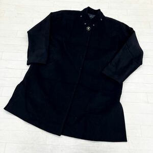 1334◎ pierre cardin ピエールカルダン トップス ロング ステンカラー コート フルボタン カシミヤ 100 ブラック レディース