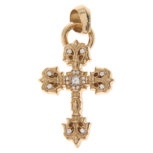 CHROME HEARTS クロムハーツ 22K FILIG CROSS-XSM P D フィリグリークロスXS PAVEダイヤ ゴールドネックレストップ