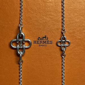 HERMES エルメス ローズドメール ロング ネックレス シルバー シェーヌダンクル ペンダント ヴィンテージ VINTAGE 廃盤 廃番 ビンテージ