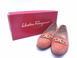 Salvatore Ferragamo フェラガモ ダブルガンチーニ スエード サイズ5 1/2(約23.0cm) 靴 シューズ オレンジ系 DD2532