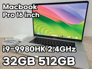 Apple MacBook Pro 16(2019, A2141) Core i9-9980HK / 2.4GHz / RAM 32GB / SSD 512GB / シルバー / 充放電回数 : 183 [MC016]