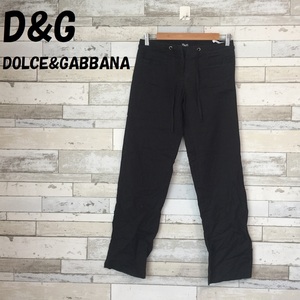 【人気】D&G DOLCE&GABBANA/ディーアンドジー リネンパンツ 紐ベルト ブラック サイズ36 レディース/A575
