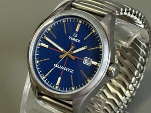 1円〜◆TIMEX 1854 タイメックス QUARTZ クォーツ T2N404 ブルー文字盤 メンズ腕時計 稼働品