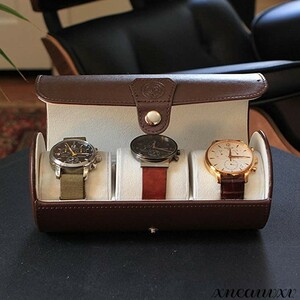 持ち運びやすい 腕時計ケース ブラウン 腕時計 アクセサリー コレクション 携帯 クラシック ボックス 収納 ケース メンズ レディース