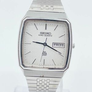 【1円スタート】稼働品 SEIKO セイコー 9443-5020 キングクオーツ ツインクオーツ スクエア 白文字盤 シルバー クオーツ メンズ腕時計