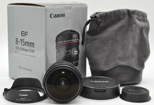 ＜極上美品！！＞　Canon　キヤノン　EF8-15mm F4L フィッシュアイ USM　♪あるとうれしい元箱＆レンズポーチ＆フード付き♪